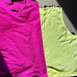 2 neon women’s size 10 LuLu lemon tops